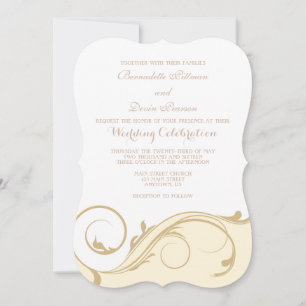 Invitation Mariage en crémeuse ivoire florale serrl bracket i