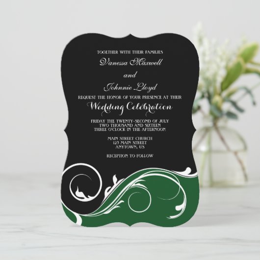 Invitation Mariage en crépi noir foncé invite (Debout devant)