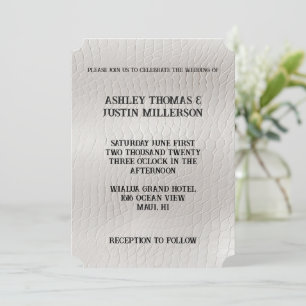 Invitation Mariage en cuir blanc Faux