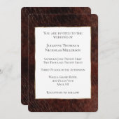 Invitation Mariage en cuir Brown Faux Sud-Ouest (Devant / Derrière)