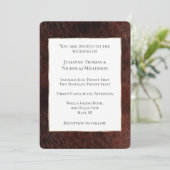 Invitation Mariage en cuir Brown Faux Sud-Ouest (Debout devant)