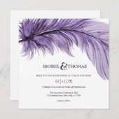 Invitation Mariage en cuir de Boho violet moderne (Devant / Derrière)