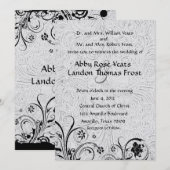 Invitation Mariage en cuir et noir de dentelle usiné par (Devant / Derrière)