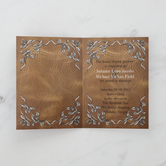 Invitation Mariage en cuir occidental sophistiqué (Intérieur)
