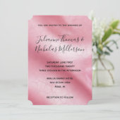 Invitation Mariage en cuir rose chic (Debout devant)