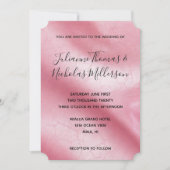 Invitation Mariage en cuir rose chic (Devant)
