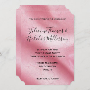 Invitation Mariage en cuir rose chic