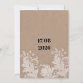 Invitation Mariage en dentelle blanche brun rustique (Dos)