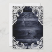 Invitation Mariage en dentelle blanche en bois bleu rustique (Dos)