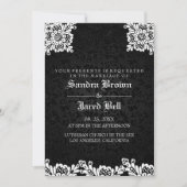 Invitation Mariage en dentelle blanche noire Damask (Devant)