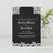 Invitation Mariage en dentelle blanche noire Damask (Debout devant)