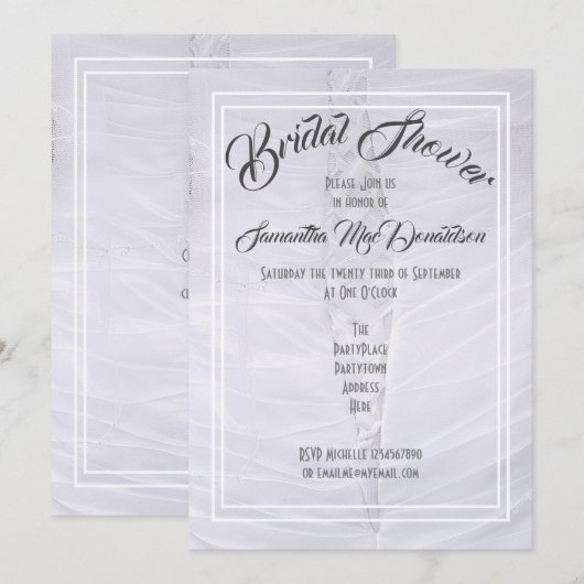 Invitation Mariage en dentelle blanche robe nuptiale douche (Devant / Derrière)