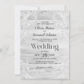 Invitation Mariage en dentelle blanche rustique (Devant)