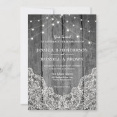 Invitation Mariage en dentelle de bois rustique (Devant)
