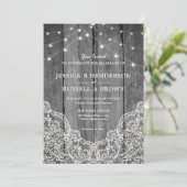 Invitation Mariage en dentelle de bois rustique (Debout devant)