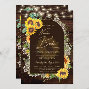 Invitation Mariage en dentelle de tournesol rustique