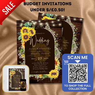 Invitation Mariage en dentelle de tournesol rustique Premium