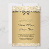 Invitation Mariage en dentelle dorée et blanche (Devant)