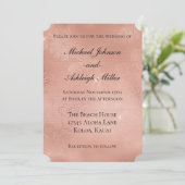Invitation Mariage en dentelle dorée rose chic (Debout devant)
