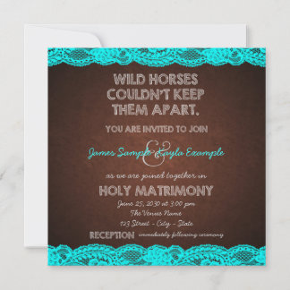 Invitation Mariage en dentelle marron antique et bleu sarcell