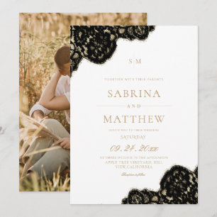Invitation Mariage en dentelle moderne et élégant