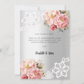 Invitation Mariage en dentelle rose argenté (Dos)