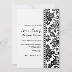 Invitation Mariage en dentelle Vintage noir