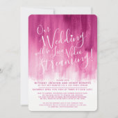 Invitation Mariage en direct de l'art abstrait rose rouge (Devant)