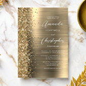 Invitation Mariage en écriture métallique dorée pailletée
