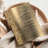 Invitation Mariage en écriture métallique dorée pailletée