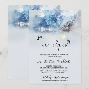 Invitation Mariage en elopement au lac de montagne en hiver  