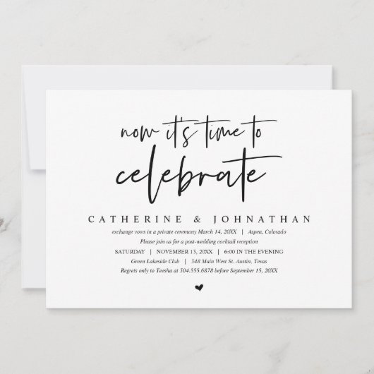 Invitation Mariage en Elopement, Moderne Minimaliste, Célébre (Devant)