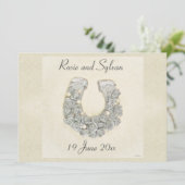 Invitation Mariage en fer à cheval Rose argent (Debout devant)