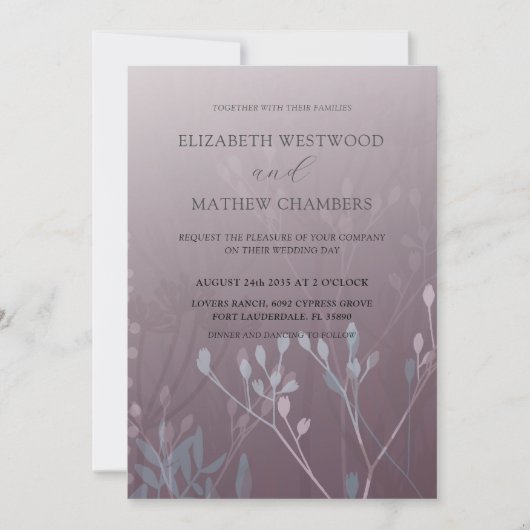 Invitation Mariage en feuillage blanc profond Boho (Devant)