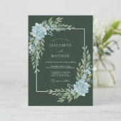 Invitation Mariage en feuillage d'acier mousse sombre (Debout devant)