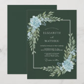 Invitation Mariage en feuillage d'acier mousse sombre (Devant / Derrière)