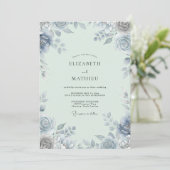 Invitation Mariage en feuille d'argent acier (Debout devant)