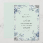 Invitation Mariage en feuille d'argent acier (Devant / Derrière)