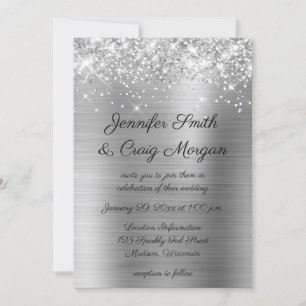 Invitation Mariage en feuille d'argent scintillant