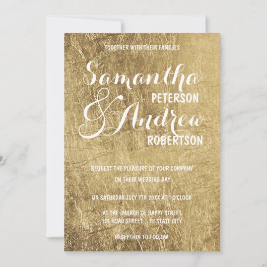 Invitation Mariage en feuille d'or de luxe (Devant)