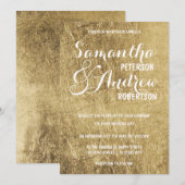 Invitation Mariage en feuille d'or de luxe (Devant / Derrière)