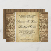 Invitation Mariage en fibre de bois rustique| bronzage brun (Devant / Derrière)