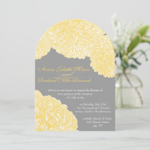 Invitation Mariage en fleur Dahlia jaune Iris
