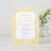 Invitation Mariage en fleur Dahlia jaune Iris (Debout devant)