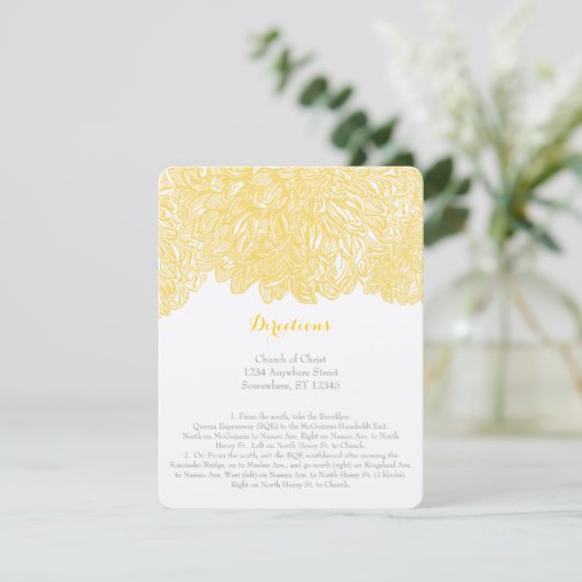 Invitation Mariage en fleur Dahlia jaune Iris (Debout devant)