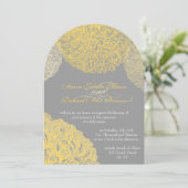 Invitation Mariage en fleur Dahlia jaune Iris (Debout devant)