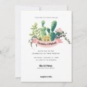 Invitation Mariage en fleur de Cactus du désert (Devant)