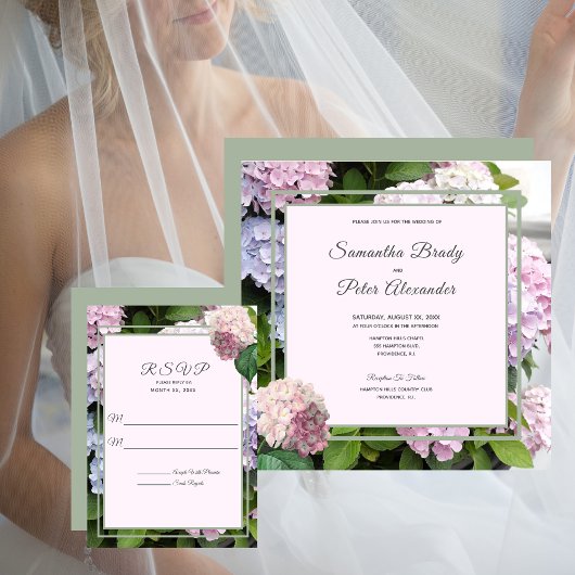Invitation Mariage en fleurs d'été Hydrangea