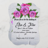 Invitation Mariage en fleurs Rose Destinée romantique (Devant / Derrière)