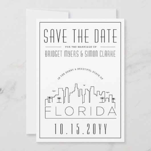 Invitation Mariage en Floride | Encart "Save the Date" avec v (Devant)